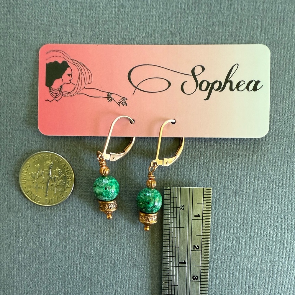 NEW 18" Copper, Malachite & Chrysocolla Teardrop Statement Necklace Earring Set - Picture 9 of 9